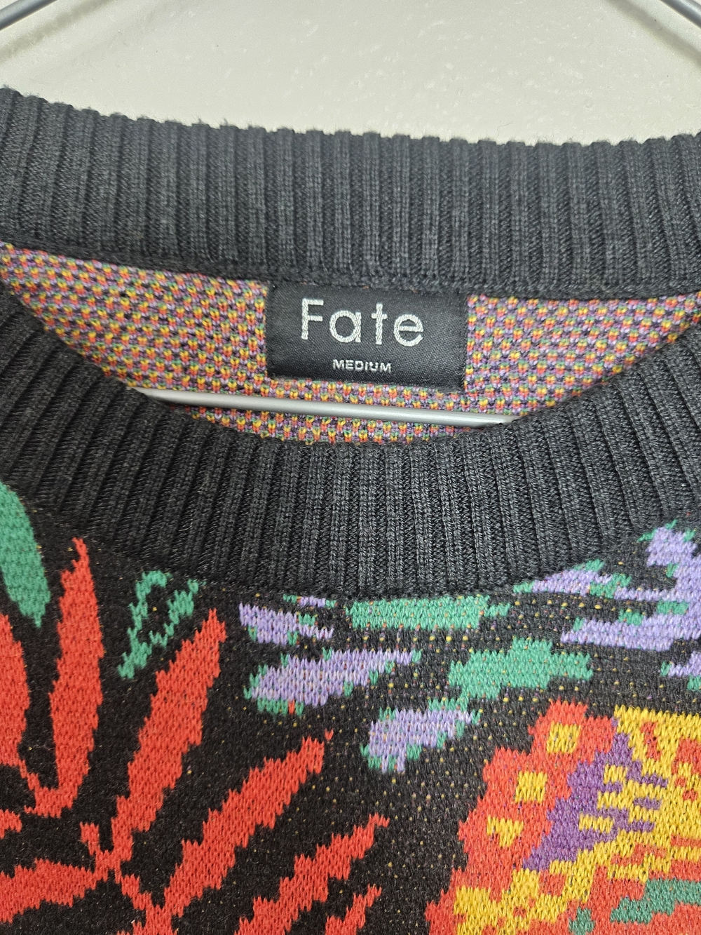 Fate Black Floral Knit Mini Dress with Multicolor Blooms - Picture 4 of 6